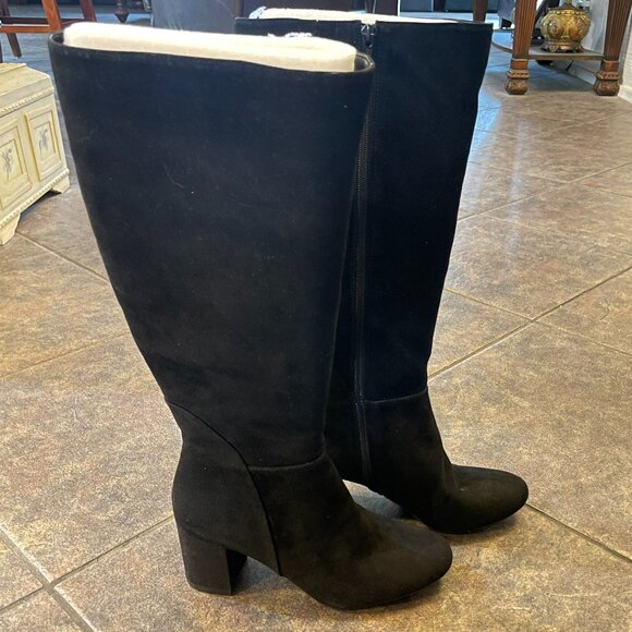 NWOB INC International Concepts Radellal Black Suede Wide Calf Boots 7.5 M WC - Picture 2 of 9